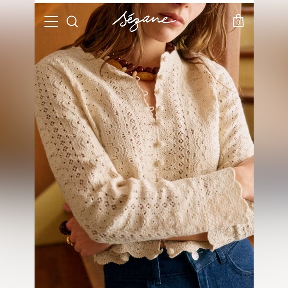 Sezane Sweaters - Sézane Noélie Crochet Cardigan
